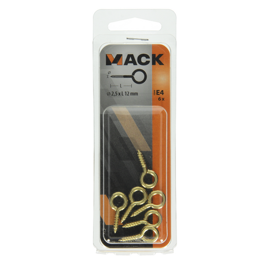 Mack 1019692 - schroefoog messing 6 st 2,5 x 12mm | 10 stuks
