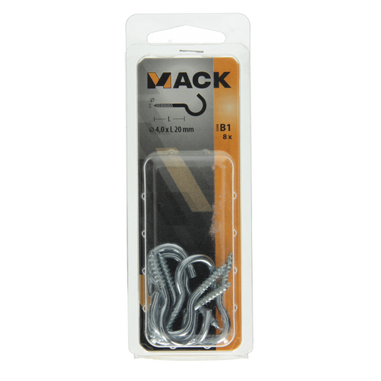 Mack 1017798 - schroefhaak staal verzinkt 8st 4,0 x 20 mm | 10 stuks
