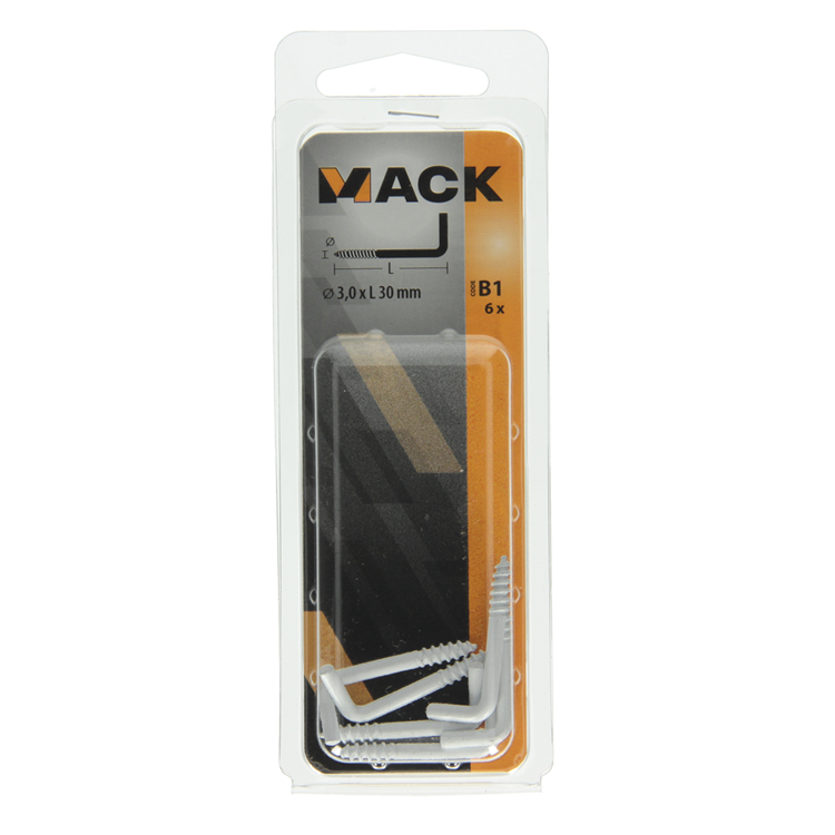Afbeelding laden in galerijviewer, Mack 1017826 - schroefduim staal wit 6 st 3,0 x 30 mm | 10 stuks
