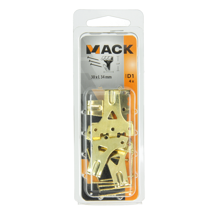 Afbeelding laden in galerijviewer, Mack 1017856 - kaderhaak staal vermessingd 4st 30 x 34 mm | 5 stuks
