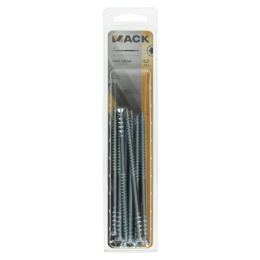Mack 1019728 - regelschroef verzinkt 10 st 6 x 120 mm | 5 stuks