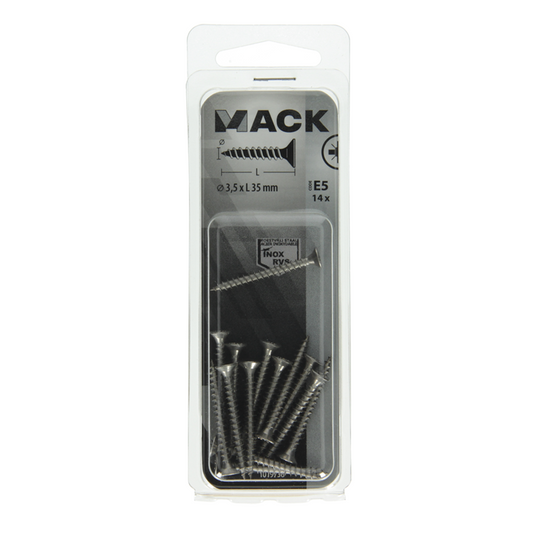 Mack 1019736 - spaanplaatschroef vz kop rvs 14 st 3,5 x 35 mm | 10 stuks