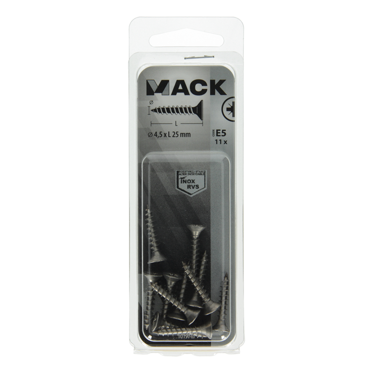 Afbeelding laden in galerijviewer, Mack 1019747 - spaanplaatschroef vz kop rvs 11 st 4,5 x 25 mm | 10 stuks
