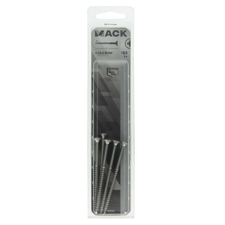 Laden Sie das Bild in Galerie -Viewer, Mack 1019758 - spaanplaatschroef vz kop rvs 5 st 5,0 x 80 mm | 5 stuks
