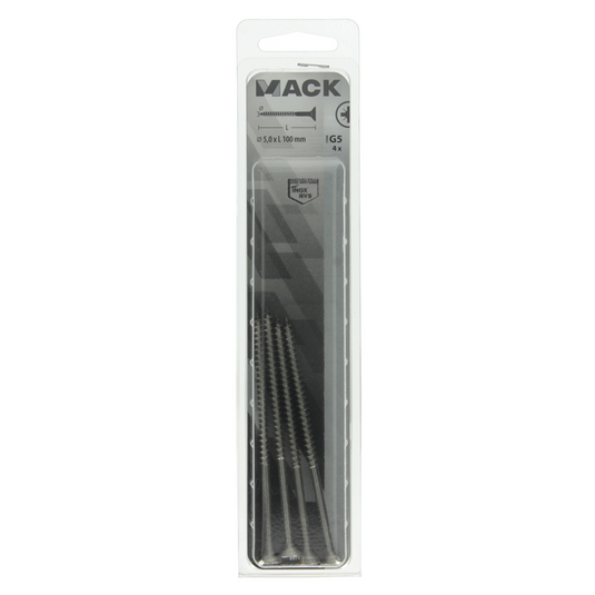 Mack 1019759 - spaanplaatschroef vz kop rvs 4 st 5,0 x100 mm | 5 stuks