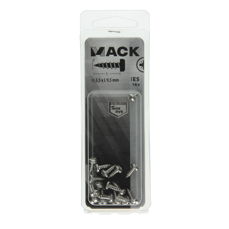 Afbeelding laden in galerijviewer, Mack 1019780 - zelftappende schroef cyl.kop a2 16 st 3,5 x 9,5 mm | 10 stuks
