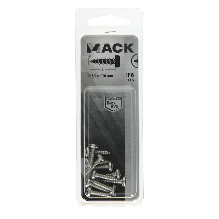 Afbeelding laden in galerijviewer, Mack 1019785 - zelftappende schroef cyl.kop a2 11 st 3,9 x 16 mm | 10 stuks

