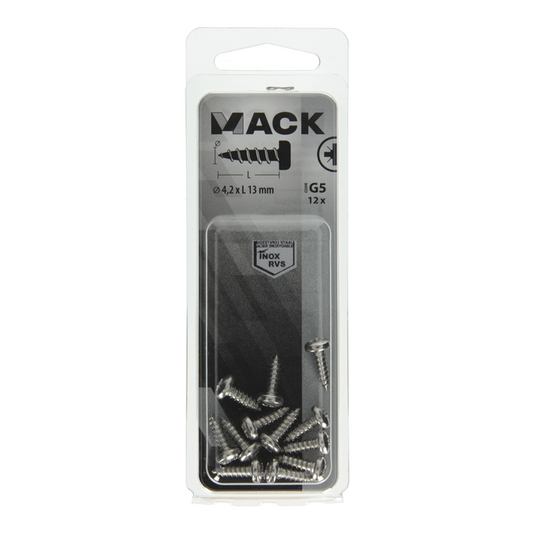 Mack 1019788 - zelftappende schroef cyl.kop a2 12 st 4,2 x 13 mm | 10 stuks