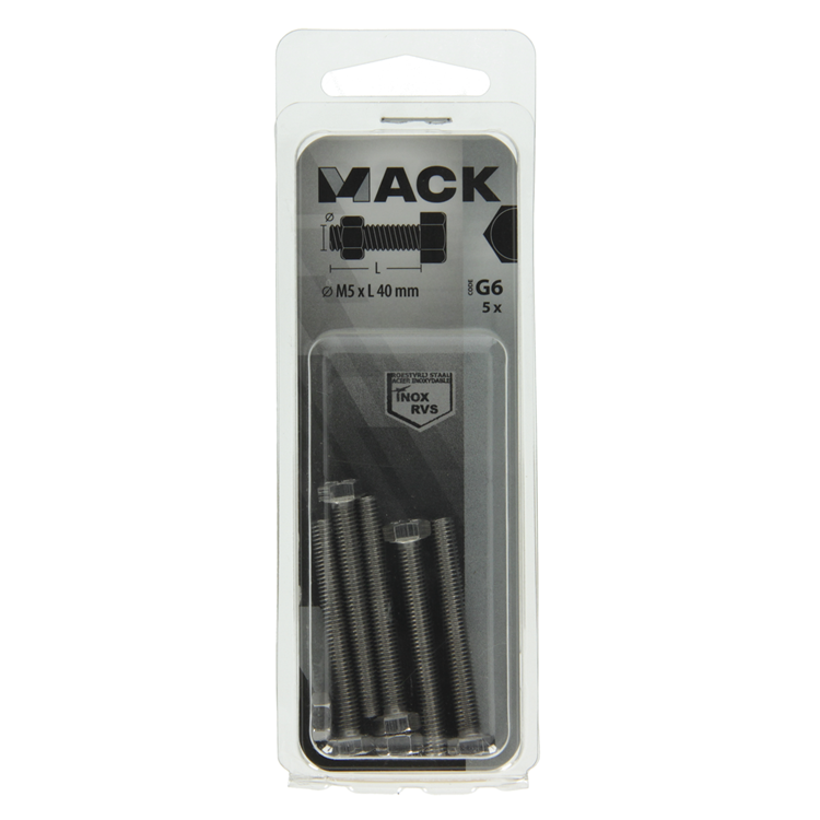 Afbeelding laden in galerijviewer, Mack 1019840 - tapbout + moer roestvrijstaal 5 st m5x40 | 10 stuks
