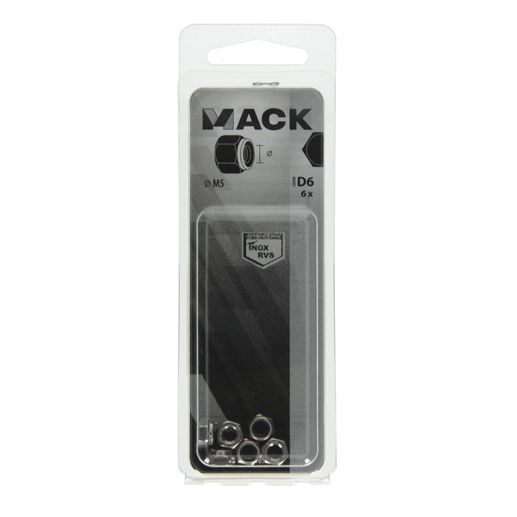 Afbeelding laden in galerijviewer, Mack 1019857 - zeskant borgmoer inox a2 6 st m 5 | 10 stuks
