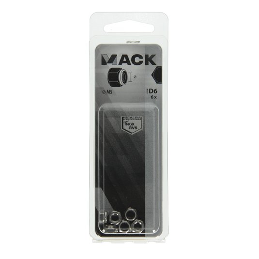 Mack 1019857 - zeskant borgmoer inox a2 6 st m 5 | 10 stuks