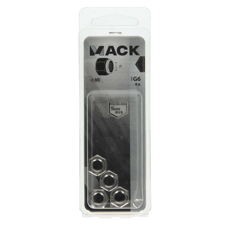 Afbeelding laden in galerijviewer, Mack 1019859 - zeskant borgmoer inox a2 4 st m 8 | 10 stuks
