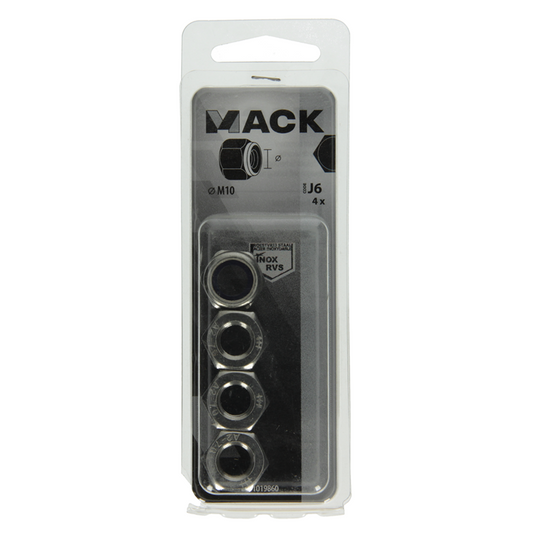 Mack 1019860 - zeskant borgmoer inox a2 4 st m 10 | 10 stuks