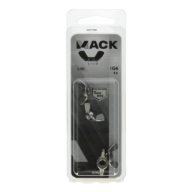 Afbeelding laden in galerijviewer, Mack 1019866 - vleugelmoer inox a2 4 st m5 | 10 stuks
