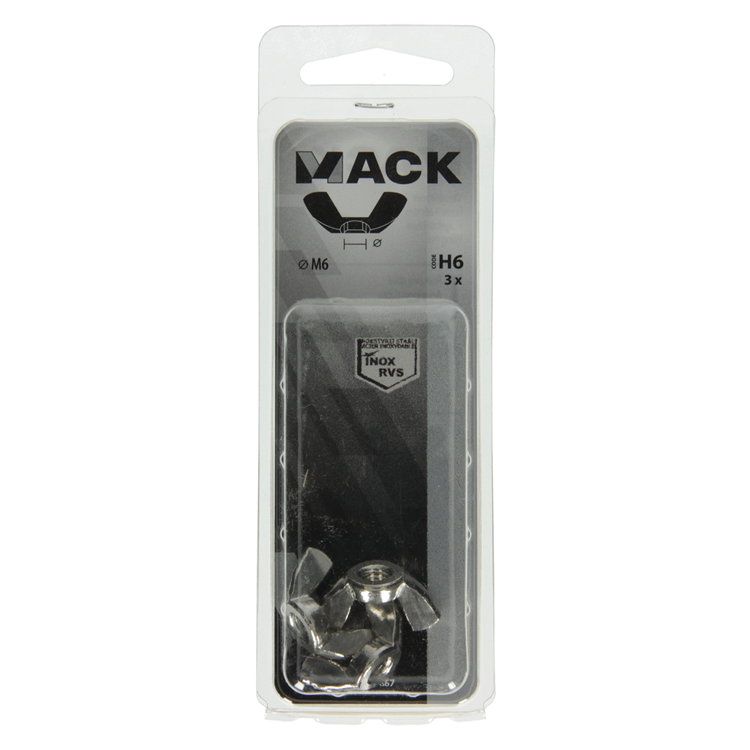 Afbeelding laden in galerijviewer, Mack 1019867 - vleugelmoer inox a2 3 st m6 | 10 stuks
