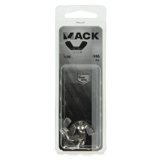 Mack 1019867 - vleugelmoer inox a2 3 st m6 | 10 stuks