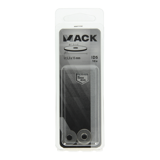 Mack 1019877 - carrosserie sluitring inox a2 10 st 5,3x15 | 10 stuks