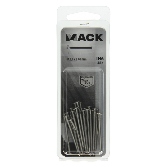 Mack 1019888 - nagel platte kop inox a2 25 st2,1 x 40 mm | 10 stuks