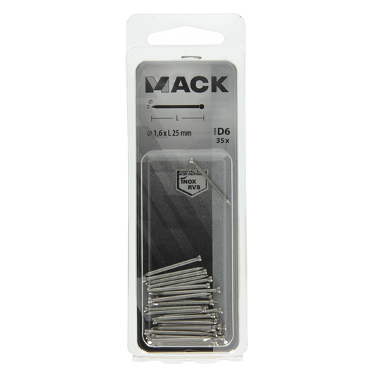 Mack 1019890 - nagel ronde kop inox a2 35 st 1,6 x 25 mm | 10 stuks