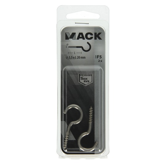 Mack 1019896 - schroefhaak roestvrijstaal 2 st 3,5 x 20 mm | 10 stuks