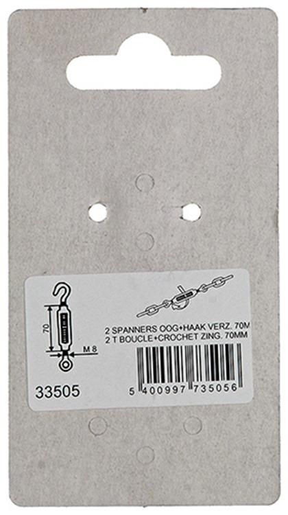 Afbeelding laden in galerijviewer, Mack 1008475 - 2 spanners oog + haak m8 x 70mm verzinkt | 10 stuks
