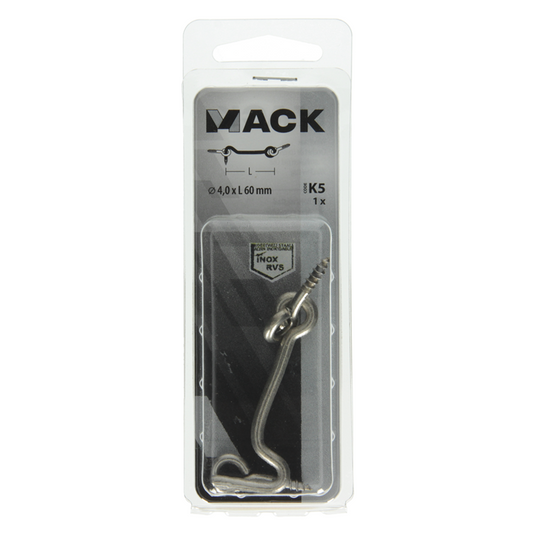 Mack 1019902 - windhaak roestvrijstaal 1 st 4,0 x 60 mm | 10 stuks