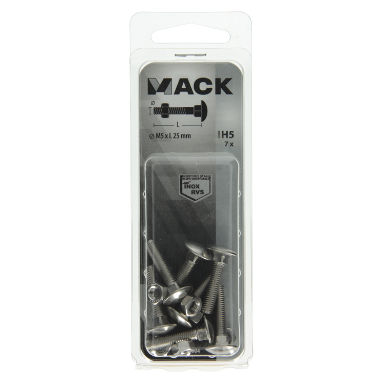 Afbeelding laden in galerijviewer, Mack 1019904 - houtbout + moer roestvrijstaal 7 st m5x25 mm | 10 stuks
