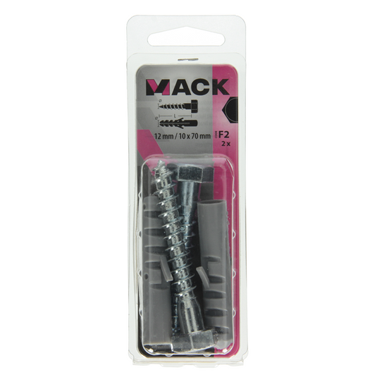 Mack 1017899 - plug + houtdraadbout polyeth 2 st 12 mm 10x70 mm | 5 stuks