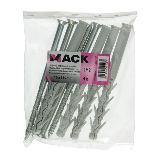 Mack 1019930 - kozijnplug lange exp. polyam. + schr.4st 10 x 135 mm | 5 stuks