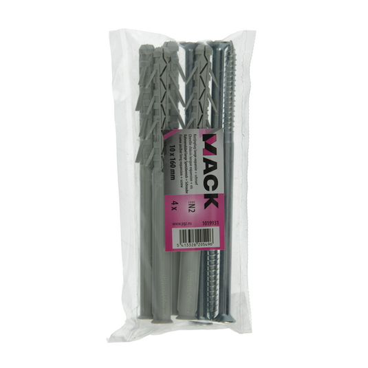 Mack 1019931 - kozijnplug lange exp. polyam. + schr 4st 10 x 160 mm | 5 stuks