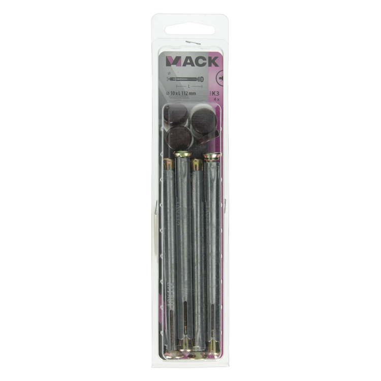 Afbeelding laden in galerijviewer, Mack 1017919 - metalen kozijnplug staal verzinkt 4 st 10 x 112 mm | 5 stuks
