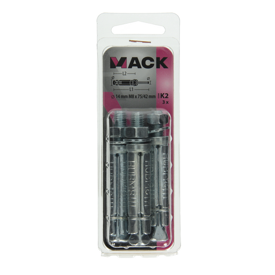 Mack 1019938 - keilbout met draadst. verzinkt 3 st m8x75 42mm | 5 stuks