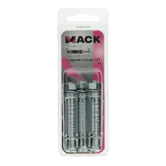 Mack 1019939 - keilbout met draadst. verzinkt3 st m8x75 51mm | 5 stuks