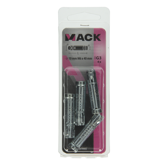Mack 1019955 - keilbouthuls verzinkt 4 st m6 x 40 mm | 10 stuks