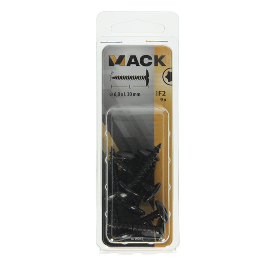 Mack 1019967 - luikschroef zwart 6,0 x 30 mm 9st | 5 stuks