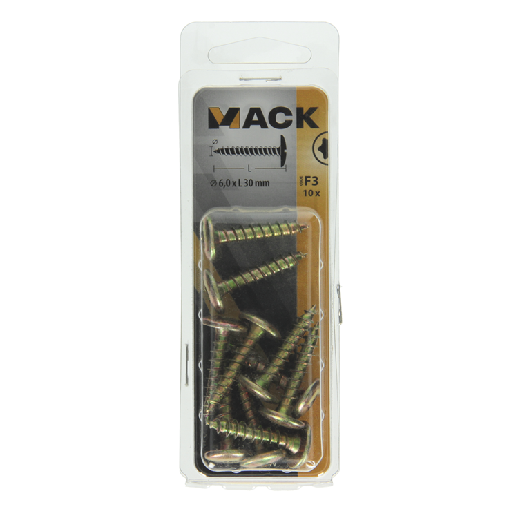 Afbeelding laden in galerijviewer, Mack 1019970 - luikschroef geel verzinkt 6,0 x 30 mm 10st | 5 stuks
