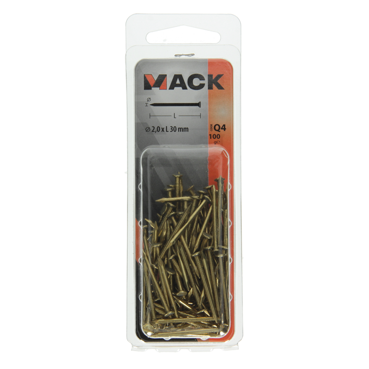Cargue la imagen en el visor de la galería, Mack 1017925 - nagel platte kop messing 100gr2,0 x 30 mm | 5 stuks
