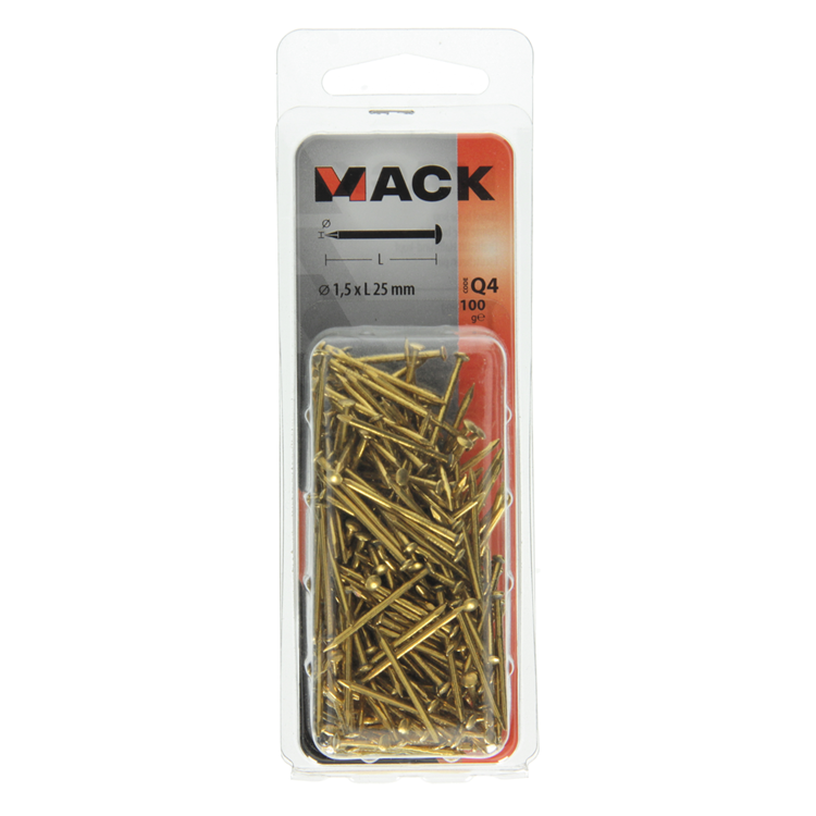 Afbeelding laden in galerijviewer, Mack 1017929 - nagel bolle kop messing 100 gr1,5 x 25 mm | 5 stuks
