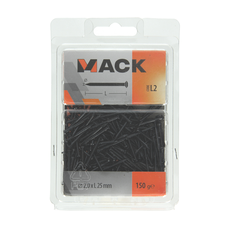 Afbeelding laden in galerijviewer, Mack 1017931 - staalnagel bvk staal geblauwd 150 gr 2,0 x 25 mm | 5 stuks
