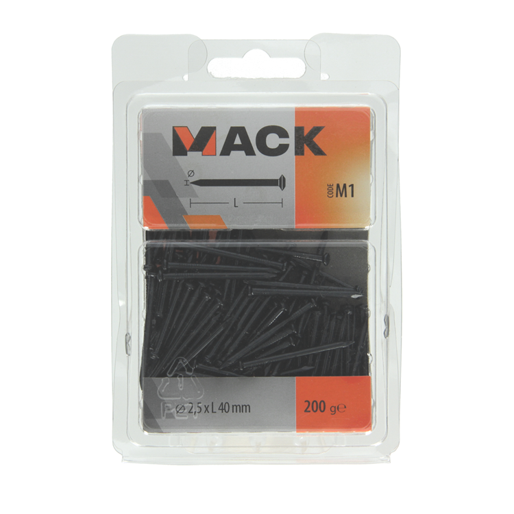 Afbeelding laden in galerijviewer, Mack 1017933 - staalnagel bvk staal geblauwd 200 gr 2,5 x 40 mm | 5 stuks
