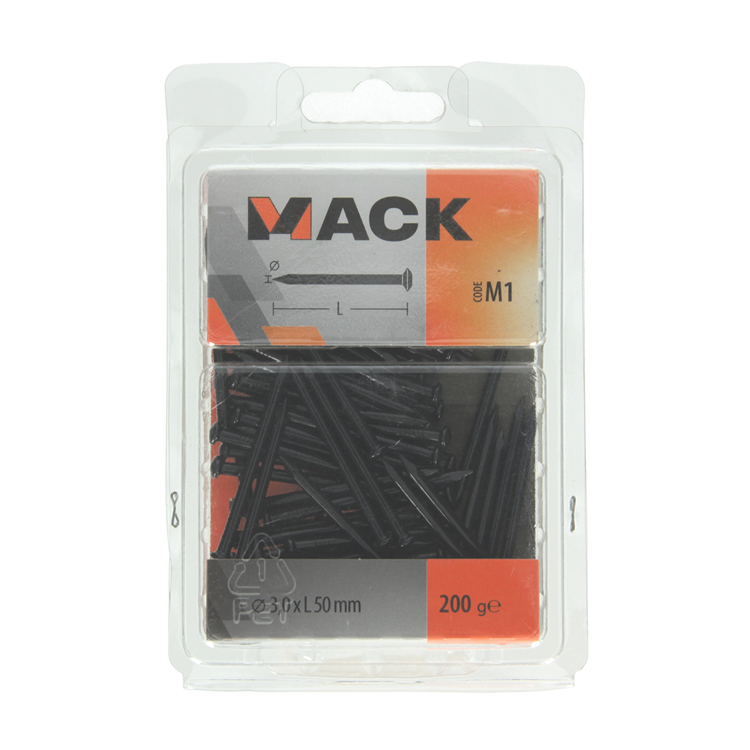 Afbeelding laden in galerijviewer, Mack 1017934 - staalnagel bvk staal geblauwd 200 gr 3,0 x 50 mm | 5 stuks
