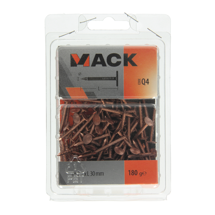 Afbeelding laden in galerijviewer, Mack 1019974 - schalienagel koper 180 gr 2,7 x 30mm | 5 stuks
