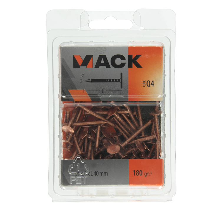 Afbeelding laden in galerijviewer, Mack 1019975 - schalienagel koper 180 gr 3,0 x 40mm | 5 stuks
