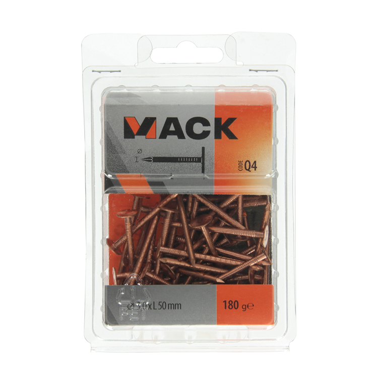 Afbeelding laden in galerijviewer, Mack 1019976 - schalienagel koper 180 gr 3,0 x 50mm | 5 stuks
