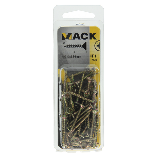 Mack 1017965 - spaanplaatschroef vz kop geelverz. 75st 3,5 x 30 mm | 5 stuks