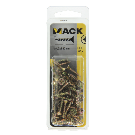 Mack 1017969 - spaanplaatschroef vz kop geelverz. 80st 4,0 x 20 mm | 5 stuks