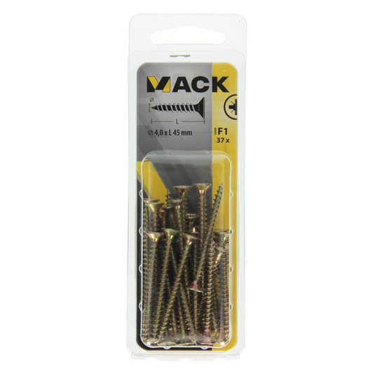Mack 1017974 - spaanplaatschroef vz kop geelverz. 37st 4,0 x 45 mm | 5 stuks