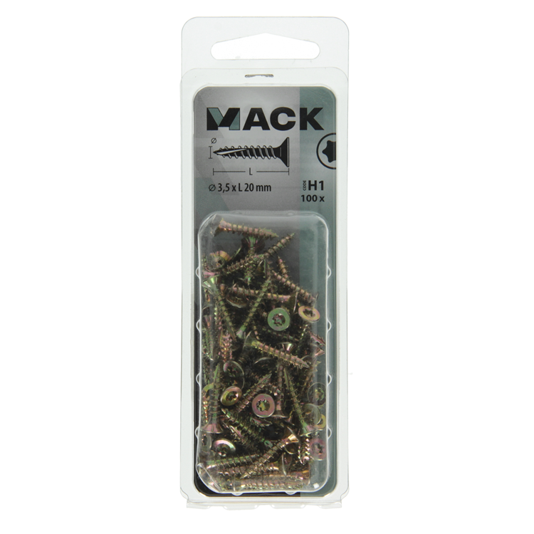 Afbeelding laden in galerijviewer, Mack 1018003 - spaanplschr.vzkop-zelfb. geelverz.100 st 3,5 x 20 mm | 5 stuks
