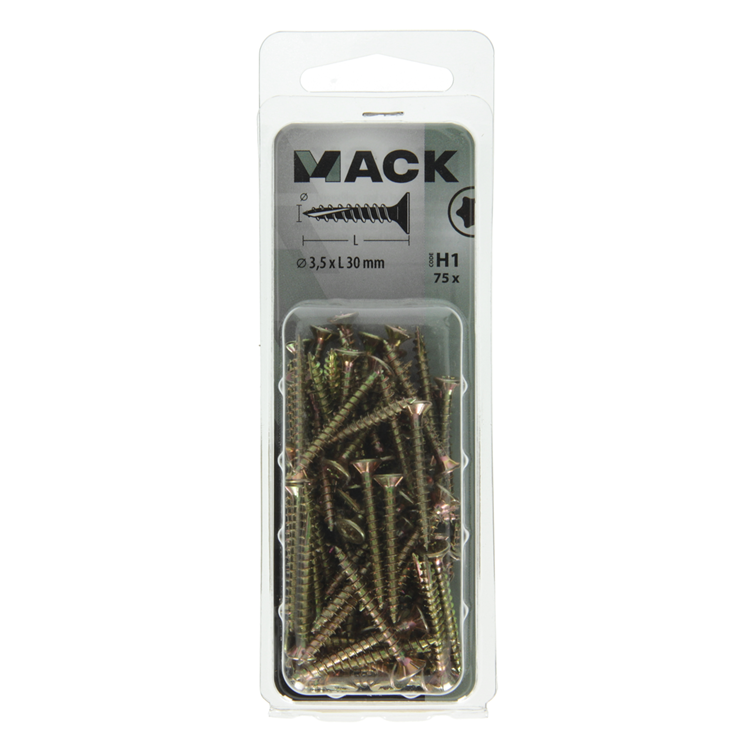 Afbeelding laden in galerijviewer, Mack 1018005 - spaanplschr.vzkop-zelfb. geelverz. 75 st 3,5 x 30 mm | 5 stuks
