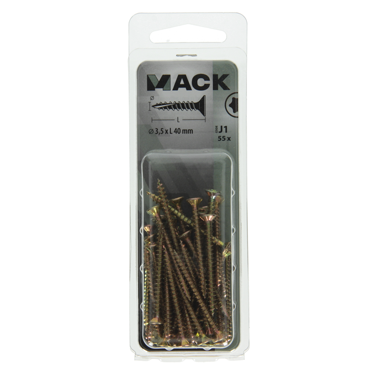 Afbeelding laden in galerijviewer, Mack 1018007 - spaanplschr.vzkop-zelfb. geelverz. 55 st 3,5 x 40 mm | 5 stuks
